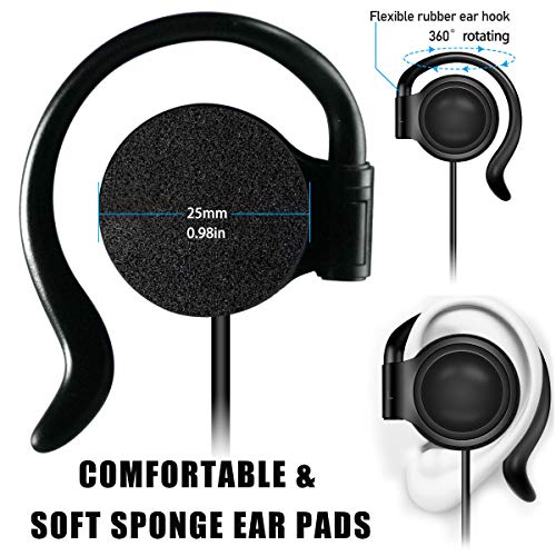 EXMAX Wired Single Headphones 3.5mm Left-Side Earphone One Ear Ear-Hook Headphone for EXD-101 ATG-100T Wireless Tour Guide Receiver Radio Podcast Laptop MP3 Ear Bud (Left-Side Earphone) - color: Left-side Earphone