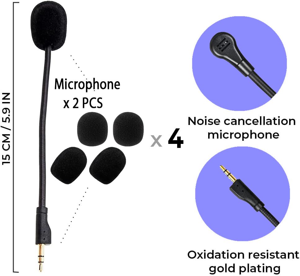 2Pcs Replacement Gaming Microphone - Compatible with Logitech G PRO X2, G PRO X Wireless, and G Pro Wired Gaming Headsets, Detachable, Advanced Noise Cancellation