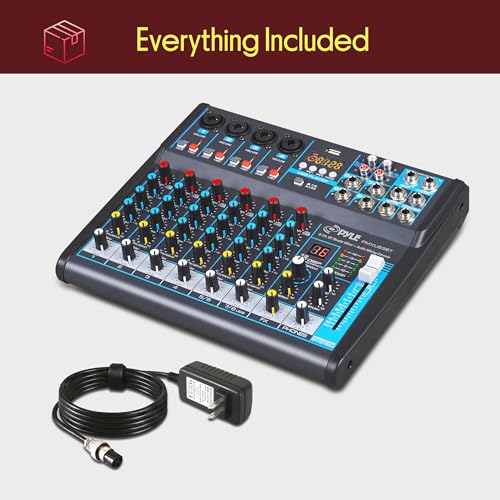 Pyle 8 Channel DJ Audio Mixer, Bluetooth, DSP FX, USB, Audio Interface