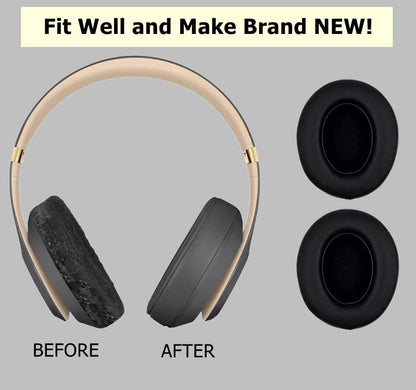 Replacement Ear Pads Cushions, Earpads Cover Compatible with Beats Studio 2 and Studio 3 Over Ear Headphones by Dr.DRE 1 Pair (Black) - color: Black
