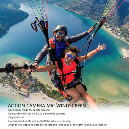 6Pcs Mic Wind Muff for Insta 360 X5 X4 X3 X2, Noise Reduction Wind Cover for Crisp Audio, Windproof Sponge Pads