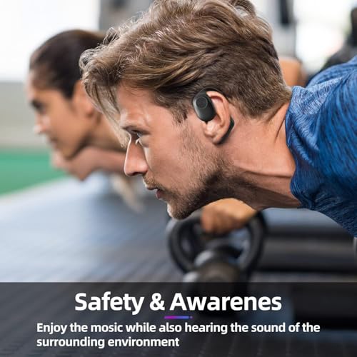 Sainellor 2025 Latest Open-Ear Air Conduction Headphones, 56H Playtime Bluetooth 5.2 Wireless Earbuds, IPX5 Waterproof Sport Earphones, Touch Control, Noise Isolating Running Headset (Black)
