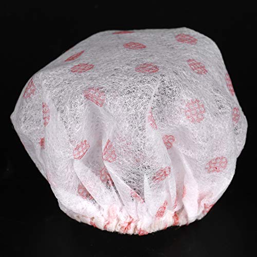 Disposable Microphone Covers 100 Pack | Non - Woven Sanitary Protection for Singing/Interviews/Stage | 50 Pairs with Elastic Band, White with Red Dot