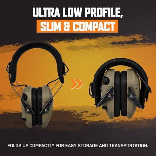 Walker's Razor Slim Electronic Earmuffs | Protective Case - color: American Patriot/Flat Dark Earth Brown