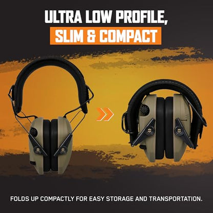 Walker's Razor Slim Electronic Earmuffs | Protective Case - color: American Patriot/Flat Dark Earth Brown