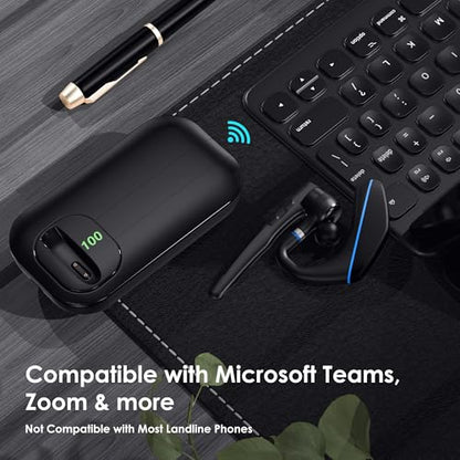EKVANBEL Bluetooth Headset V5.3, Wireless Earpiece with 1000mAh Charging Case, 96H Talktime, Hands Free Noise Canceling Headphones with Dual-Mic for Computer Cell Phones Trucker Home Work (Blue) - color: Blue