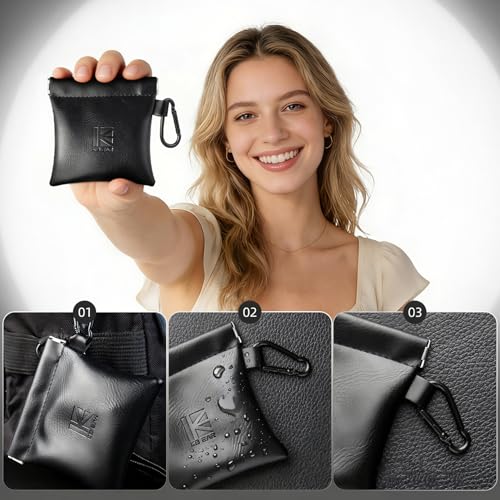 1PCS KBEAR BP01 Plus in Ear Monitor Case for IEMS, Mini Portable PU Leather Headphones Case with Spring-Loaded Closure for KZ ZS10 PRO, ZAR, ZAS, Earbuds, IEMs Cable, Eartips (Black, Medium - 1PCS) - size: MEDIUM - 1PCS