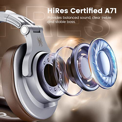 OneOdio A71 Hi-Res Wired Over-Ear Studio Headphones for DJ, Mixing - Silver - color: Silver Brown