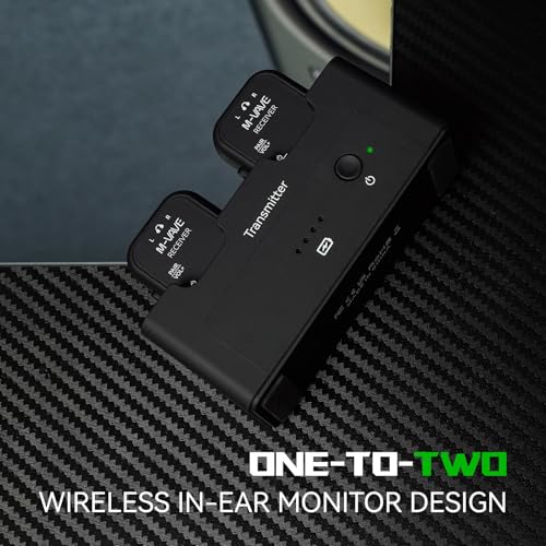 M-VAVE 2.4GHz Wireless in-Ear Monitor System Transmitter Receiver Auto-Pairing, 2.4G Stereo IEM System Low Latency in-Ear Guitar Studio Live Performance SWS-12 One to More
