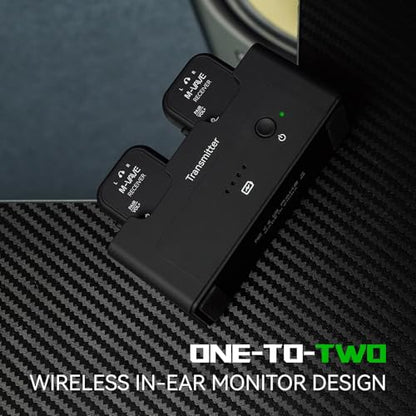 M-VAVE 2.4GHz Wireless in-Ear Monitor System Transmitter Receiver Auto-Pairing, 2.4G Stereo IEM System Low Latency in-Ear Guitar Studio Live Performance SWS-12 One to More