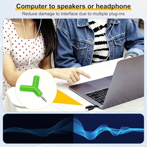 MECCANIXITY Headphone Splitter Adapter, 3.5mm Male to 2 Port Female Y Jack Aux Stereo Splitter for Phone Headset PS4 Switch Tablets, Green - color: Green