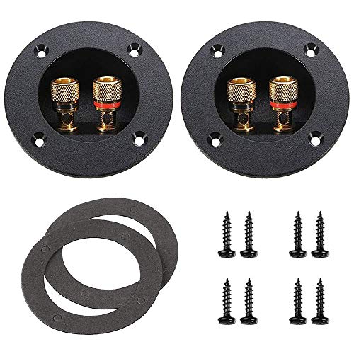 2 Pcs 3” Round Speaker Box Terminal Cup, Binding Post Connectors | 3 Inch, Round 2-Way Speaker Box Terminal Cup Binding Post, Subwoofer box screw-type Terminal Plates