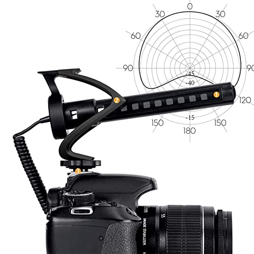COMICA CVM-V30 LITE External Microphone for Camera, Gun Microphone, External Microphone, Directional Microphone, Camera, Smartphone Compatible, Black