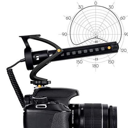 COMICA CVM-V30 LITE External Microphone for Camera, Gun Microphone, External Microphone, Directional Microphone, Camera, Smartphone Compatible, Black