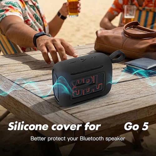 Silicone Cover for JBL Go 5 Bluetooth Speaker | Silicone Anti-Fingerprint & Sweatproof Case, Shockproof Bumper Skin with Precise Cutouts, Portable Speaker Sleeve - color: Black