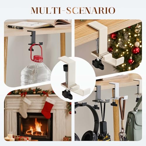 Headphone Stand, Purse Hook for Table, Foldable Space-Saving Headphone Bag Holder, Multifunctional Desk Hooks with Adjustable Clamp-On Design, Office, Dormitory, Home Accessories (black, 3pcs)