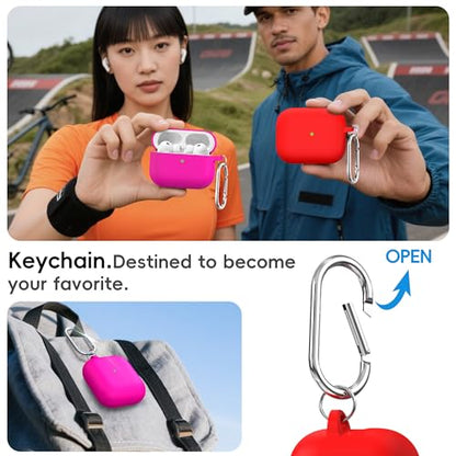 RFUNGUANGO Silicone Protective Case for AirPods Pro 3, Rose Red - color: Pro 3‑SIL‑Rose Red