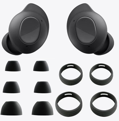 Ear Tips for Samsung Galaxy Buds FE Earbud Accessories, Replacement Silicone Ear Tips and Wings, 3 Pairs, Black