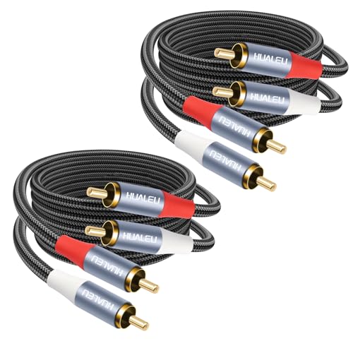 10FT Gold-Plated 2RCA Male to 2RCA Male Aluminum Shell Auxiliary Audio Cord,2 RCA M/M Stereo Audio Cable for Amplifier,TV,Mixer,Audio player-2Pack - size: 10Feet*2
