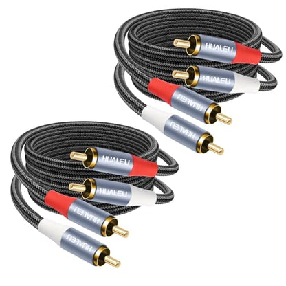10FT Gold-Plated 2RCA Male to 2RCA Male Aluminum Shell Auxiliary Audio Cord,2 RCA M/M Stereo Audio Cable for Amplifier,TV,Mixer,Audio player-2Pack - size: 10Feet*2