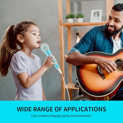 Wired Microphone, No Batteries Required, Plug & Play with 3.5mm Jack for Singing Machines, Portable Mic Gift for Girls/Boys Kids Singing Mechine(Color:Blue)