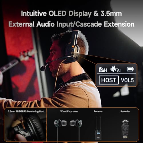 COMICA Seekcom S1 Wireless Intercom Headset System for 2-User Team Intercom | Full-Duplex, 1640ft Range, Noise Reduction, App Control, One-Key Broadcasting & Talk Mode for Events Filming Wedding Coaching - size: 2-Set