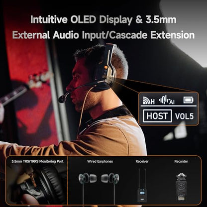 COMICA Seekcom S1 Wireless Intercom Headset System for 2-User Team Intercom | Full-Duplex, 1640ft Range, Noise Reduction, App Control, One-Key Broadcasting & Talk Mode for Events Filming Wedding Coaching - size: 2-Set