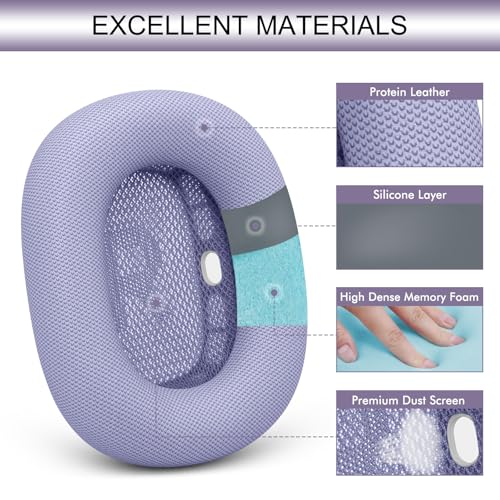 GEVO Upgraded Ear Cushions Replacement Earpads for AirPods Max 1 & 2 Headphones, Protein Leather Ear Pads Cover with Memory Foam and Magnet for AirPods Max 1 & 2 (Purple) - color: Purple