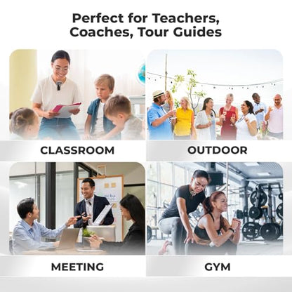 WinBridge Wireless Voice Amplifier with Bluetooth Lapel Mic for Teachers | Speaker with Clear Voice & Windproof Foam, 12–15H Battery, Lightweight Clip-on, Compact Design,Independent Mute Control WB006