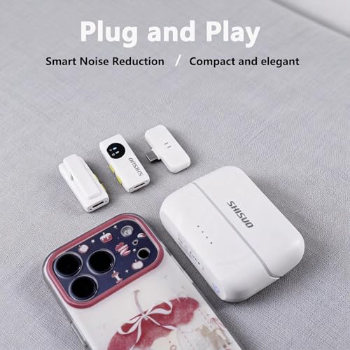 Microfonos Inalambricos Professional Mini Microphone, Wireless Lavalier Microphone with Noise Reduction, Plug & Play Clip-On Mic for Phone, Camera, Vlog, Live Streaming