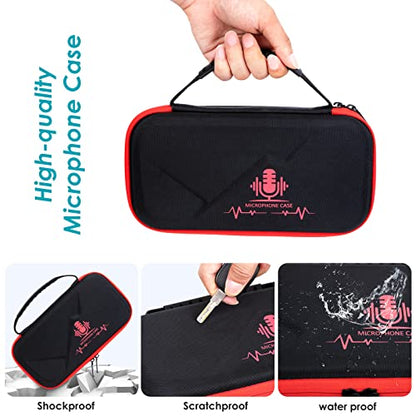 YOUSHARES MV7 Microphone Case Bag with Mic Cover Foam - Mic Case Hard Carring Case with Windshield Compatible with Shure MV7 USB Condenser Microphone - color: Microphone Case Bag