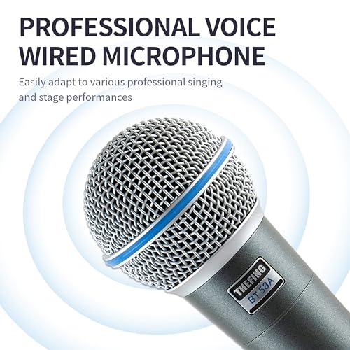 BT 58A Wired Vocal Dynamic Karaoke XLR Handheld Microphone for Singing, Supercardioid, Includes 16ft Audio Cable and Stand Adapter, for Stage, Studio, Mixer, Speaker