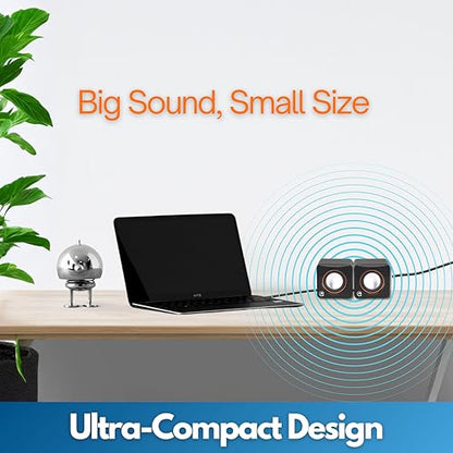 MANHATTAN USB Powered Stereo Speakers, 3.5mm Audio Plug, Volume Control, Bl | USB bus- compact pair with inline level knob, 3 ft lead, 90 Hz-20 kHz response, 166898 - color: Black Silver