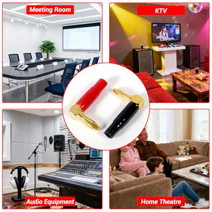 20Pcs 4mm Banana Plugs 90 Degree Right Angle Speaker Connectors 24K Gold Plated Durable Audio Cable Terminals Speaker Connectors for Home Theater and Professional Use - size: 20pcs L