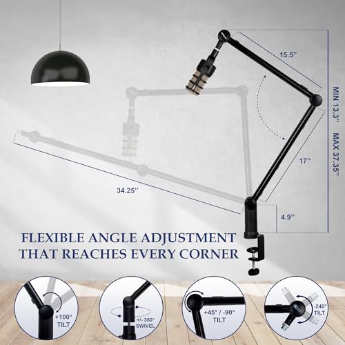 Boom Arm - Adjustable 360° Rotatable Microphone Sturdy Stainless Steel Mic Desk, Table Stand Foldable Scissor Stable Mount Arms for Radio Studio, Podcast, Gaming - color: HERO