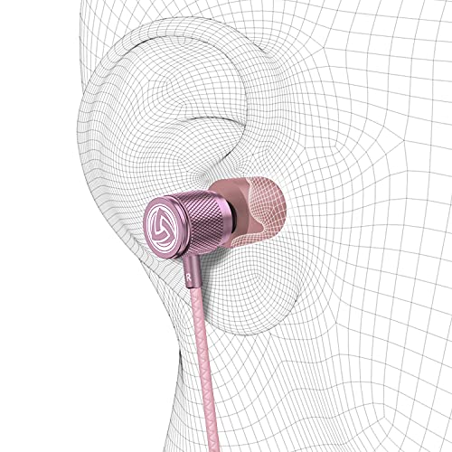 LUDOS Ultra Wired Earbuds in-Ear Headphones, 5 Years Warranty, Earphones with Microphone, Noise Isolating Ear Buds, Memory Foam for iPhone, Samsung, School Students, Kids, Women, Small Ears - Pink - color: Pink, style: 3.5 mm