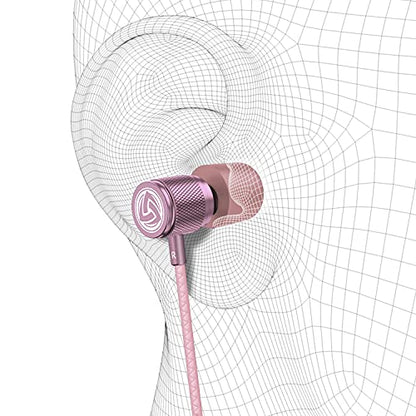 LUDOS Ultra Wired Earbuds in-Ear Headphones, 5 Years Warranty, Earphones with Microphone, Noise Isolating Ear Buds, Memory Foam for iPhone, Samsung, School Students, Kids, Women, Small Ears - Pink - color: Pink, style: 3.5 mm