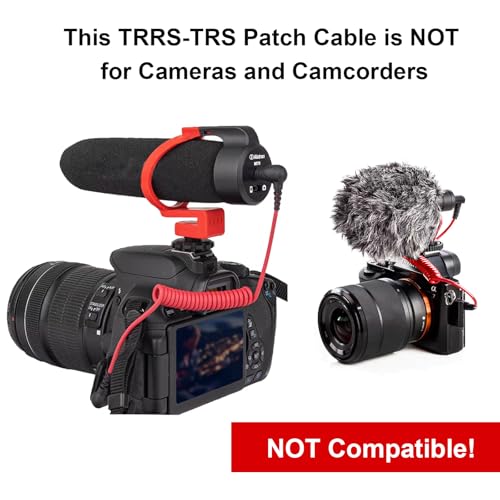 3.5mm TRS to TRRS Microphone Cable, Coiled Spring Aux Cord with Gold-Plated Connectors, 2FT Extended for Noise-Free Recording, Compatible with Rode SC7, BOYA, Smartphone, iPhone, Camera, DSLR