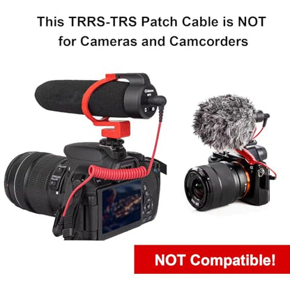 3.5mm TRS to TRRS Microphone Cable, Coiled Spring Aux Cord with Gold-Plated Connectors, 2FT Extended for Noise-Free Recording, Compatible with Rode SC7, BOYA, Smartphone, iPhone, Camera, DSLR