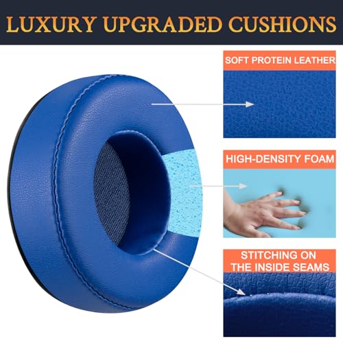 SOULWIT Earpads Replacement for Skullcandy Hesh & Hesh 2 Wireless Over-Ear Headphones, Ear Pads Cushions with Soft Protein Leather, Noise Isolation Foam - Blue - color: Blue