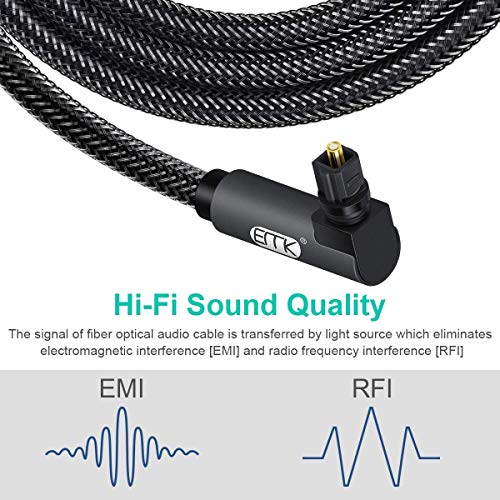 EMK 90 Degree Toslink Optical Cable 360 Degree Free-Rotating Plug Fiber Optic Cable S/PDIF Toslink Male to Male for Home Theater, Sound Bar, TV, PS4, Xbox,Grey (3.3ft/1m) - color: 90 Degree Design, size: 3.3ft/1m