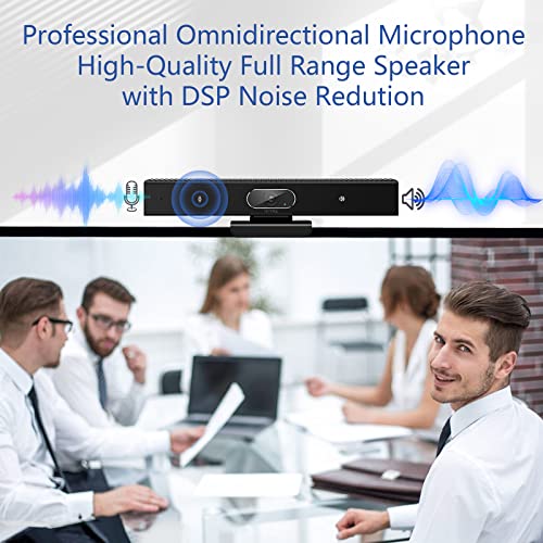 Conference Room Camera, 3-in-1, 1080p Full HD Webcam with Microphone and Speaker, USB Plug and Play, Wide Angle Video Conference Camera for Desktop, Laptop, Mac, PC (Black)