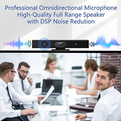Conference Room Camera, 3-in-1, 1080p Full HD Webcam with Microphone and Speaker, USB Plug and Play, Wide Angle Video Conference Camera for Desktop, Laptop, Mac, PC (Black)