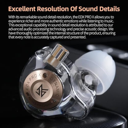KZ EDX Pro X in Ear Monitor Headphones, HiFi Stereo IEM Dynamic Driver Wired Earphones with Detachable Cable, Deep Bass Noise Isolating Earbuds for Singers Musicians Audiophile (Classic, Black) - color: Black, style: Classic