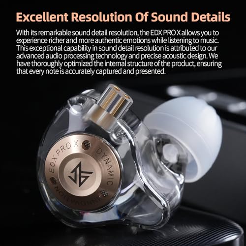 KZ EDX Pro X in Ear Monitor Headphones, HiFi Stereo IEM, Dynamic Driver Earphones with Detachable Cable, Deep Bass Noise Isolating Earbuds for Singers Musicians Drummers Audiophile (MIC, Cyan) - color: Cyan, style: MIC