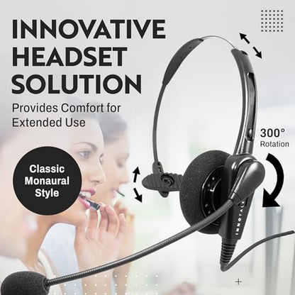 INNOTALK Headset for Cisco Phones, Classic Monaural Wired Headset with Microphone & Quick Disconnect RJ9 Adapter for Office, Call Center, Information Desk etc. - size: Classic-Mono