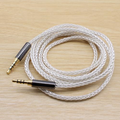 Youkamoo 3.5mm TRRS AUX Audio Cable 4 Pole Male to Male Silver Plated Copper for Headphones Car Speakers Phone Tablet Laptop 4ft/1.2m