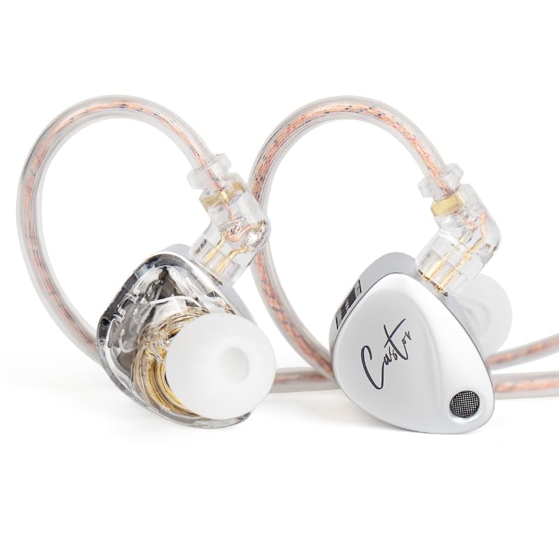 KZ Castor IEM Earphones Wired Earbuds,2DD Tuning Adjustable Dual-Driver Supper Bass Wired Headphones, Harman Target Version Monitor Headphones - color: Silver, style: without Mic