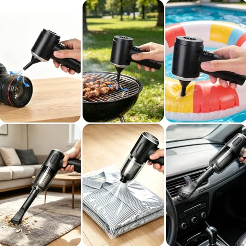 Compressed Air Duster Wireless Handheld Car Vacuum Cleaner, Air Blower 3 in 1 Electric Air Dusters Computer Vacuums Keyboard Cleaner Power Rechargeable Vacuum for Desk Home and Office Dust Cleaning