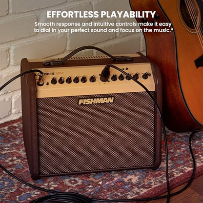 Fishman Loudbox Mini 60-Watt Acoustic Guitar Combo Amplifier Bundle with Gearlux XLR Cable, Instrument Cable, and Austin Bazaar Polishing Cloth - size: Mini 60W